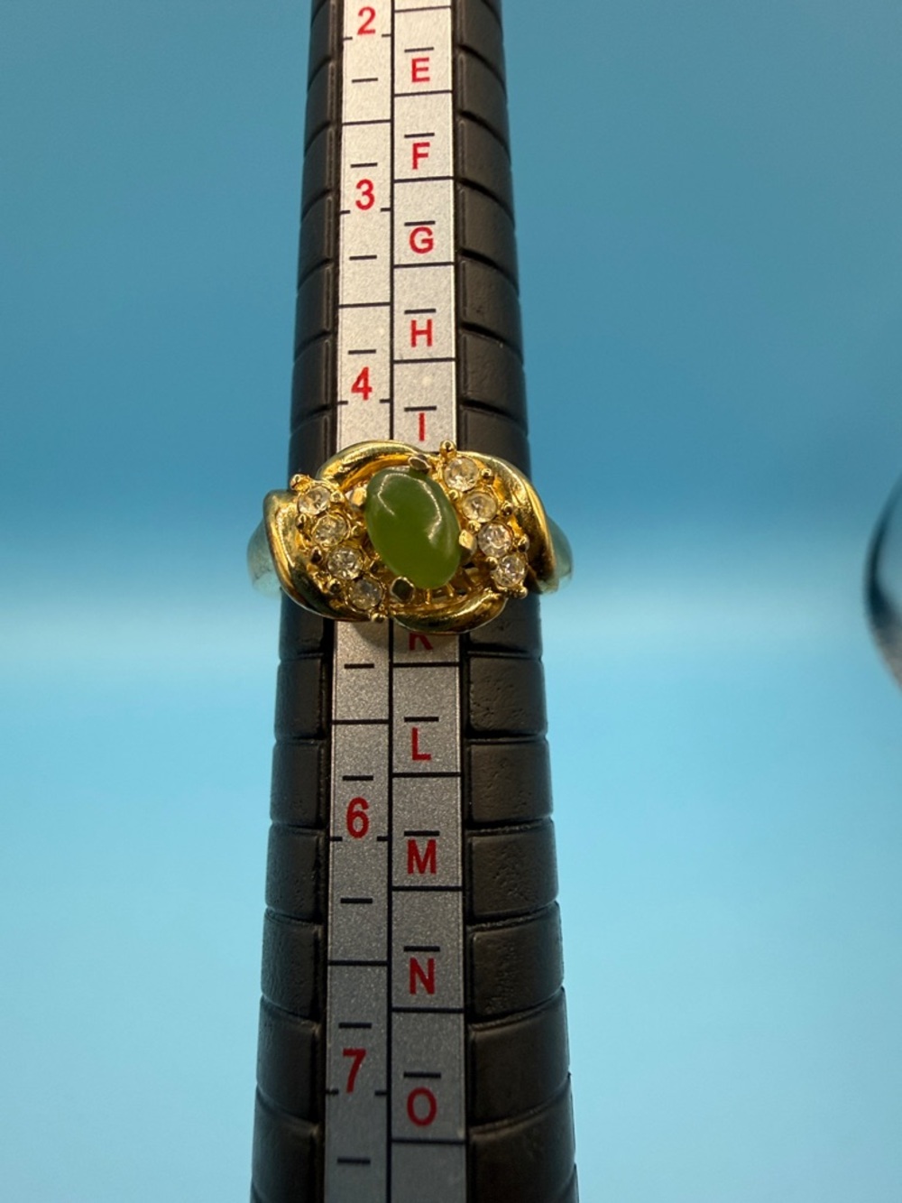 Gold-Tone‎ Green Gemstone Cocktail Ring